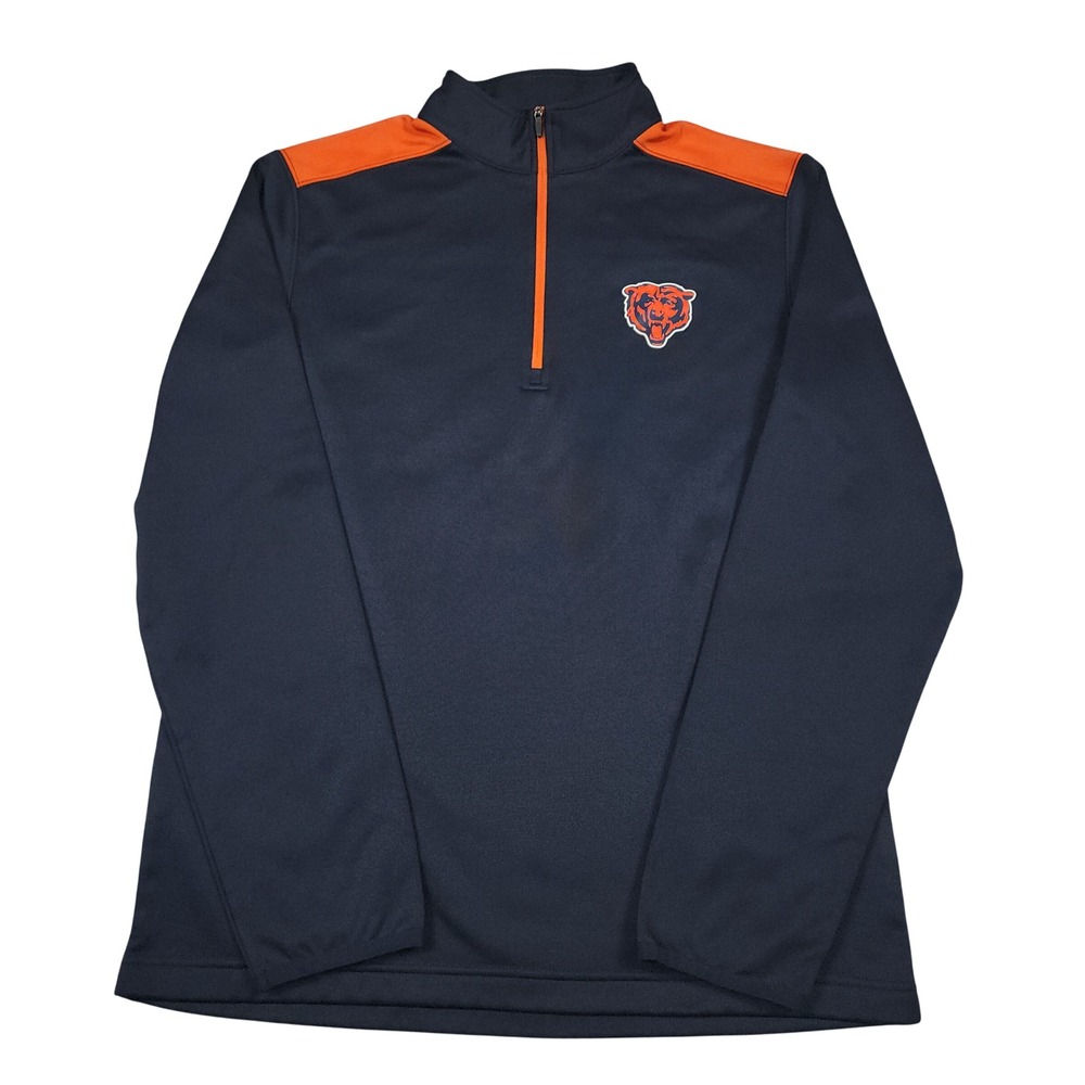 Chicago Bears Quarter Zip Pullover Mens M Navy Orange NFL Team Apparel Football